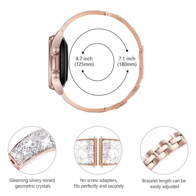 [Australia - AusPower] - Surace Compatible with Galaxy Watch 4 Band Women Crystal Bracelet Cuff Compatible with Galaxy Watch Active 2 Bands 40mm 44mm Smart Watch, Rose Gold Rose Gold tone 