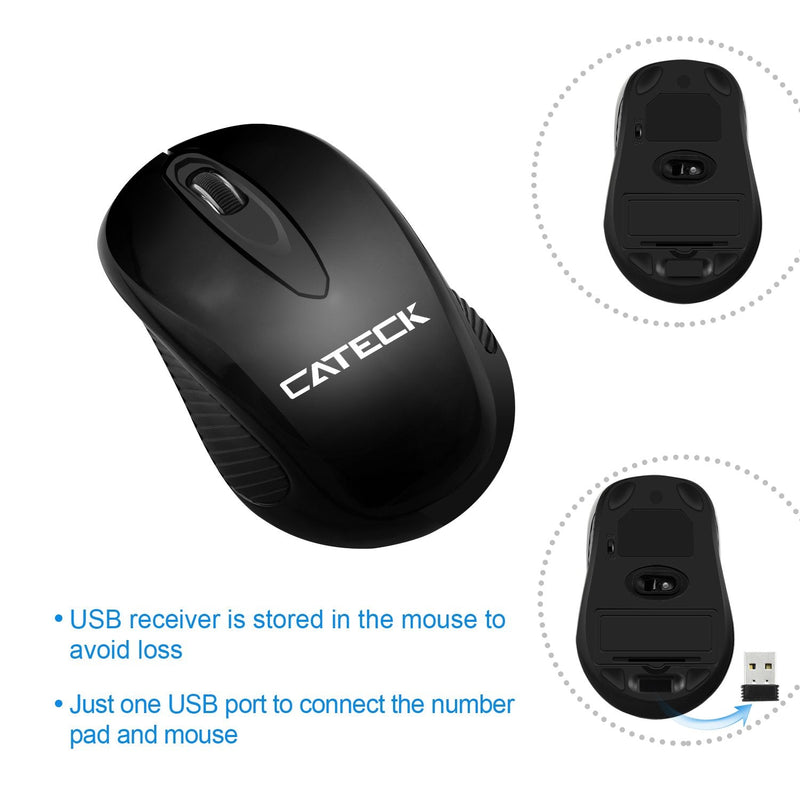 [Australia - AusPower] - Numeric Keypad & Mouse Combo, Cateck 2.4G 19 Keys Wireless Mini USB Number Pad Keyboard and Mouse Combo with USB Receiver for Laptop Desktop PC Notebook- Just One USB Receiver 