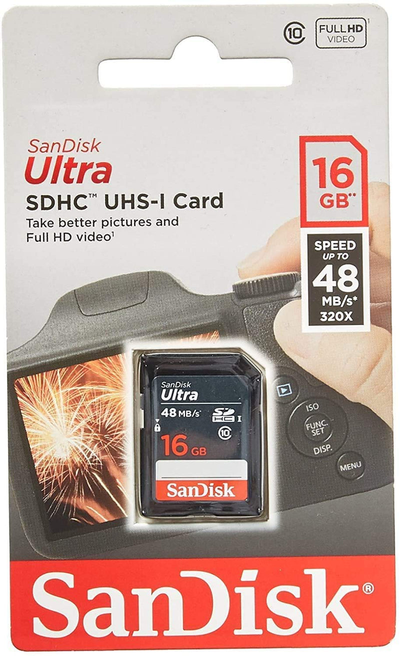 [Australia - AusPower] - 5 Pack - SanDisk Ultra 16GB SD SDHC Memory Flash Card UHS-I Class 10 Read Speed up to 48MB/s 320X SDSDUNB-016G-GN3IN Wholesale Lot + (5 Cases) 5 Pack (16GB) 