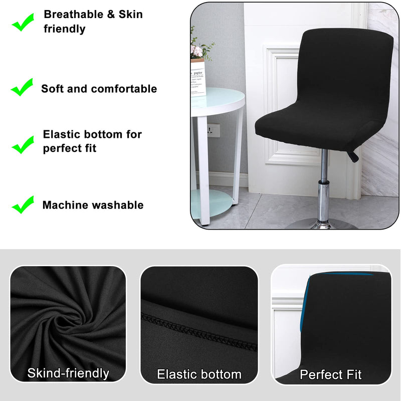 [Australia - AusPower] - WOMACO Bar Stool Cover with Back Printed Dining Room Square Swivel Barstool Chair Seat Cushion Slipcover for Counter Height Mid Low Back Chair Protector (2, Black) 2 