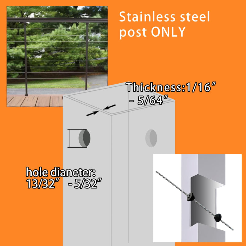 [Australia - AusPower] - 100 Pack Cable Railing Rubber Grommets for 1/8" 5/32" 3/16" Cables for Metal Cable Railing Posts, 1/8" Cable Railing Kit Protector Sleeve Grommet for Outdoor Indoor Metal Posts (100) 100 