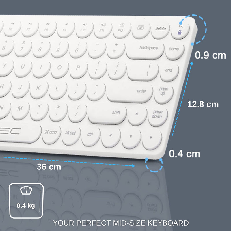 [Australia - AusPower] - Bluetooth Keyboard for iPad, iPhone, Android, Apple, Windows – Streamlined, Compact Multi Device Keyboard – Ergonomic Bluetooth Wireless Keyboard for Mac, PC – Computer Keyboard Bluetooth by Vortec 