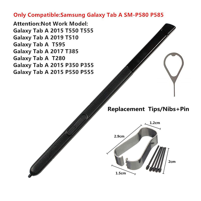 [Australia - AusPower] - BSDTECH Galaxy P580 Stylus Touch S Pen for Samsung Galaxy Tab A 10.1 2016 SM-P580 P580 P585 (Not Fit:Other Samsung Galaxy Tab A Model) Replacement Tips/Nibs+Eject Pin (Black) Black 