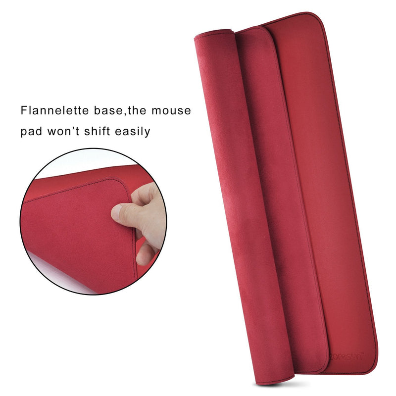 [Australia - AusPower] - ZORESYN XL Large Mouse Pads (35"x16") - PU Leather Large Gaming Mousepad Desk Mat - Nonslip Base and Waterproof Desktop Keyboard Extended Mouse Mat (Red, X-Large) 90x40cm Red 