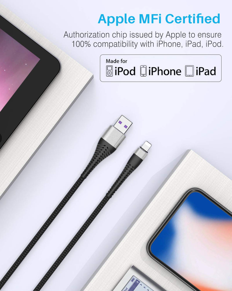 [Australia - AusPower] - Apple MFi Certified iPhone Charger Cable 6ft, 2Pack Long Lightning Cable 6 Foot, High Fast/Data Sync 6 Feet Apple Charging Cable Cord for Apple iPhone 13/12/11 Pro/11/XS MAX/XR/8/7/6s/6/Plus/5,iPad Silver 
