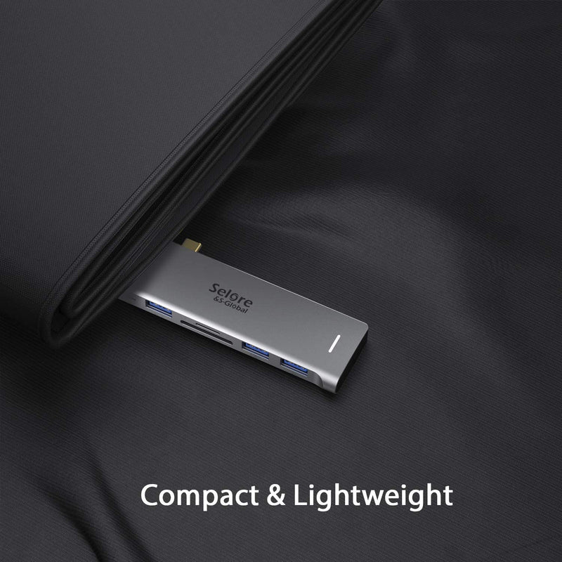 [Australia - AusPower] - USB C Adapter for MacBook Pro/MacBook Air M1 2020 2019 2018 13" 15" 16", 6 in 1 USB-C Hub MacBook Pro Accessories with 3 USB 3.0 Ports,USB C to SD/TF Card Reader and 100W Thunderbolt 3 PD Port 