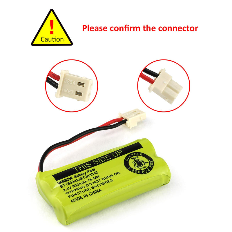 [Australia - AusPower] - BT183342/BT283342 2.4V 800mAh Ni-MH Battery Pack, Compatible with AT&T VTech Cordless Phone Batteries BT166342/BT266342 BT162342/BT262342 CS6709 CS6609 CS6509 CS6409 EL52100 EL50003 (Pack 2) Pack 2 