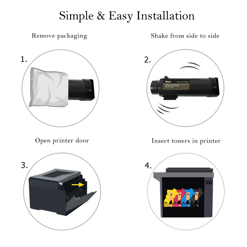 [Australia - AusPower] - Cartlee Set of 4 Compatible High Yield Laser Toner Cartridges for Xerox Phaser 6510 6510/dni 6510/dn 6510/n Workcentre 6515 6515/dni 6515/dn 6515/n Printer (1 Black, 1 Cyan, 1 Magenta, 1 Yellow) 