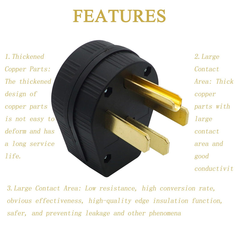 [Australia - AusPower] - Nema 14-50P Plug 50 Amp 125/250 Volt Plug with 3 Pole 4 Wire Heavy Duty Spec Industrial Grade for Dryer and Ranges 