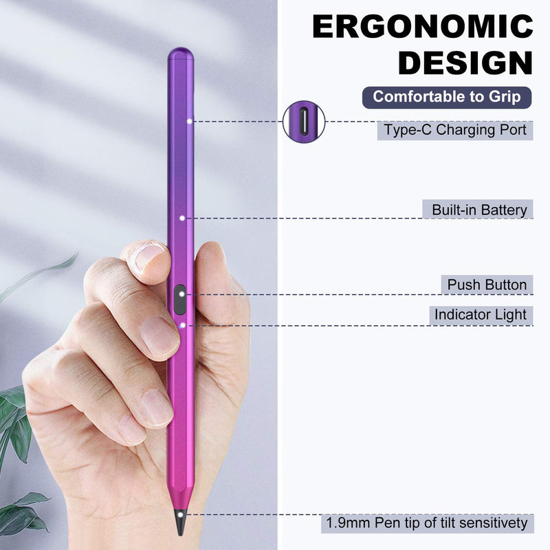 [Australia - AusPower] - TiMOVO Stylus Pen for iPad Palm Rejection Tilt High Precision Apple Pencil Compatible with（2018-2022） iPad Pro 2021 11/12.9/iPad Air 5th 4th 3rd,iPad 9th/8th/7th Gen,iPad Mini 6/5th,Gradient Purple Gradient Purple 