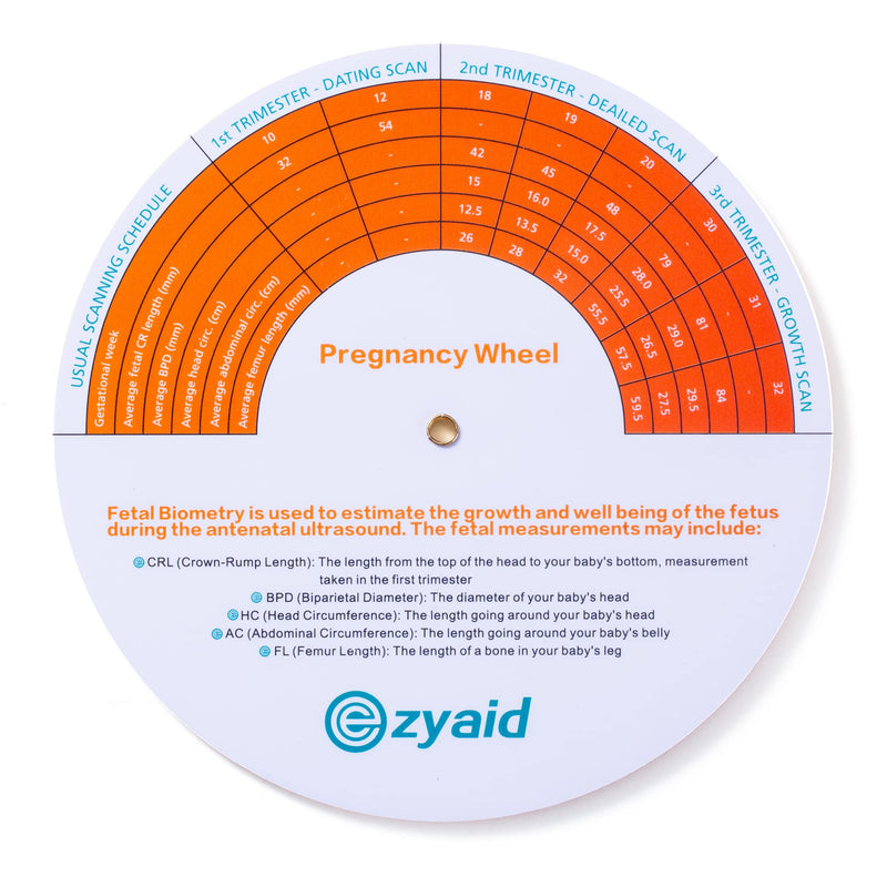 [Australia - AusPower] - Ezyaid Pregnancy Wheel, Due Date OB-GYN Calculator for Pregnant Women/Healthcare Providers, Gestational EDC/EDD Wheel with CRL, BPD, HC AC and FL Guide (Pack of 3) 