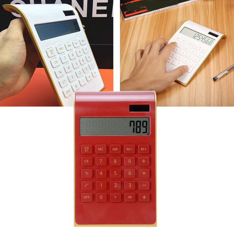 [Australia - AusPower] - TOPINCN Portable 10 Digits Calculator Tilted LCD Display Ultra Thin Solar Power Calculator for Home Office Business(Red) Red 