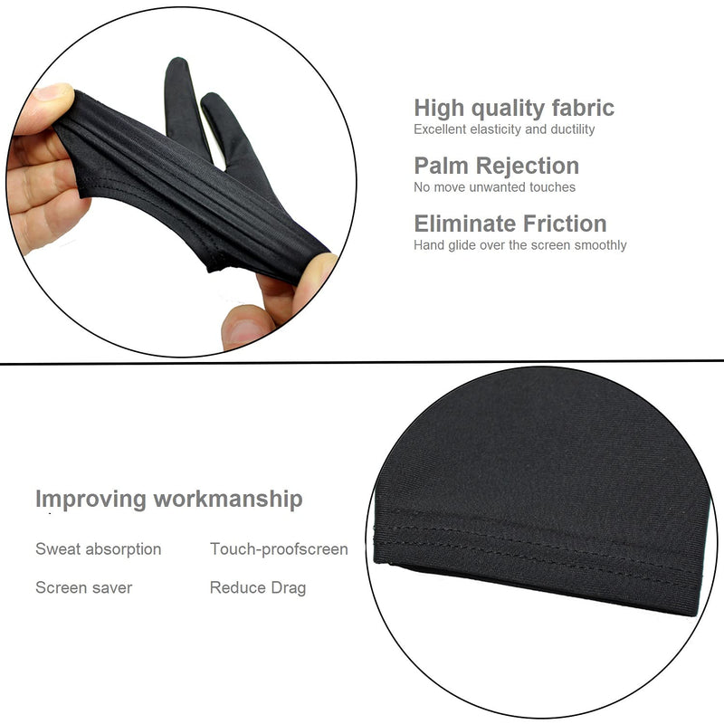 [Australia - AusPower] - WSWBD Drawing Glove, Digital Art Glove for Graphic Tablet, Artist Gloves with Two Fingers for iPad, Paper Sketching, Smudge Guard, Palm Rejection, Suitable for Left and Right Hand (2 PCS), XS 