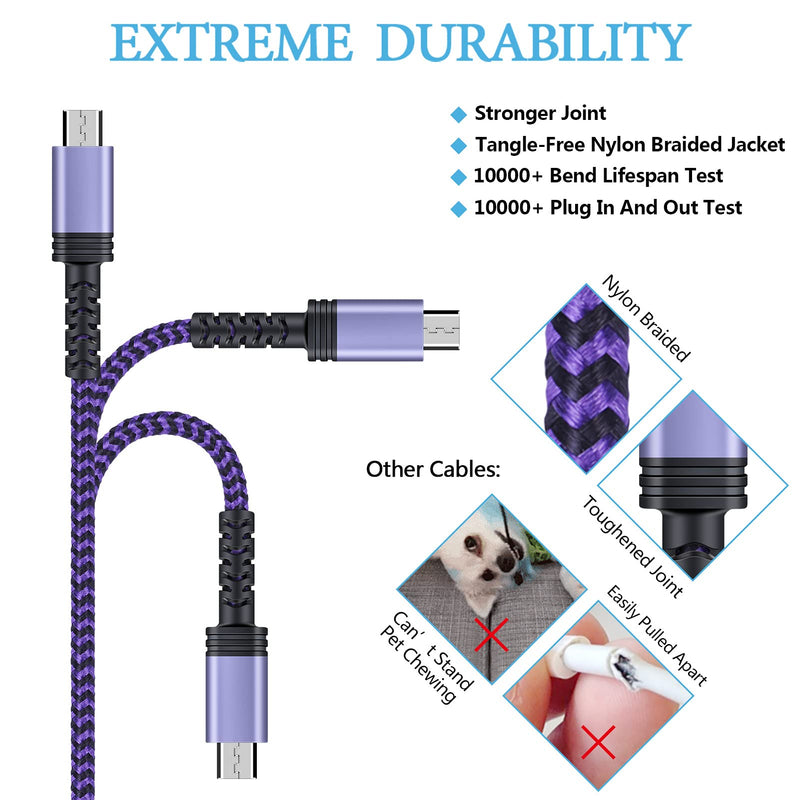 [Australia - AusPower] - Micro USB Charging Cable, 1 Pack 6FT Android Charger Cord Nylon Braided Fast Charging Cable Compatible Samsung Galaxy S6 S7 Edge,Kindle,Android & Windows Smartphones, PS4 and More-Purple purple 