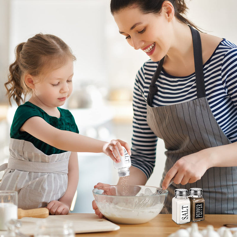 [Australia - AusPower] - Glass Salt and Pepper Shakers Set Small,DWTS Farmhouse Salt and Pepper Shakers Cute with Stainless Steel Lid-"Salt"and" Pepper" Font Label Design,Waterproof Unique Design,Best Kitchen Decoration 1.57*1.57*3.54 in 