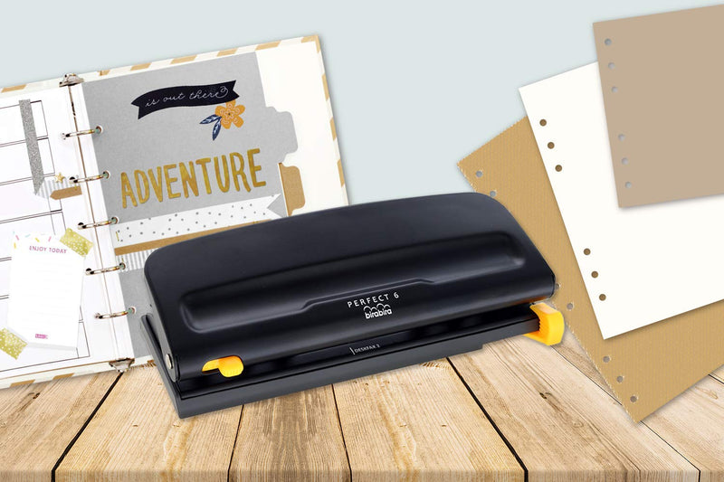 [Australia - AusPower] - Bira Craft Adjustable 6 Hole Punch, Black, 8 Sheet Capacity, Mini/Pocket A3/ A4 / A5 / A6 / Agenda/Personal/Deskfax, Performance Guaranteed 