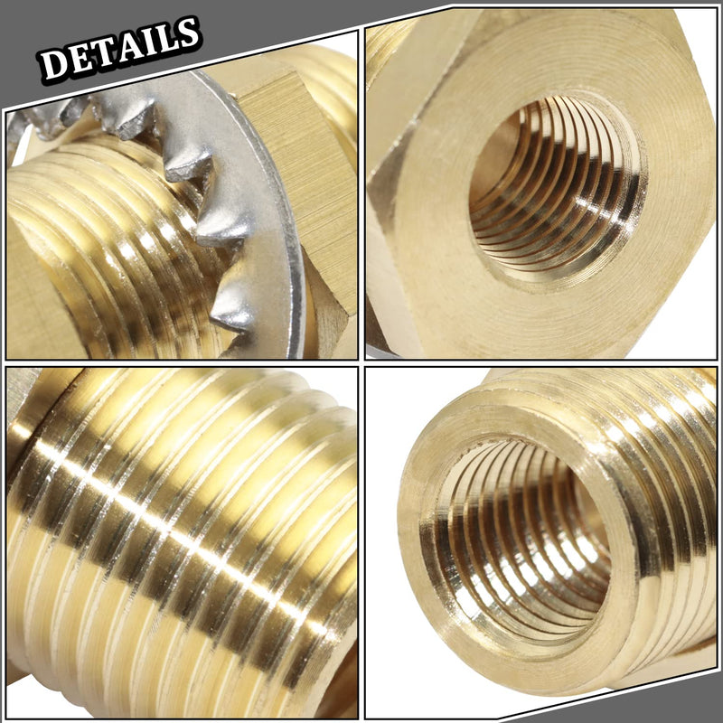 [Australia - AusPower] - CheeMuii 4pcs Bulkhead Brass Pipe Fitting Anchor Coupling Bulkhead Tank Fitting Bulkhead Tank Fitting Frame Hose Connector Yellow 