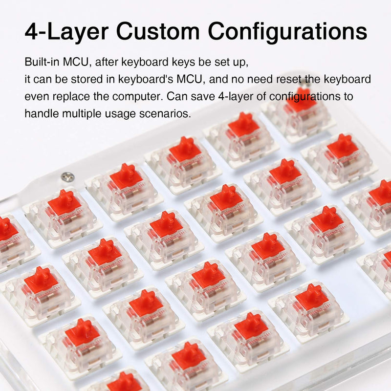 [Australia - AusPower] - Koolertron One Handed Macro Mechanical Keyboard, Portable Mini One-Handed Mechanical Gaming Keypad 23 Fully Programmable Keys ((Blue Backlit/Blue switches)) White/Blue backlit/Blue switches 