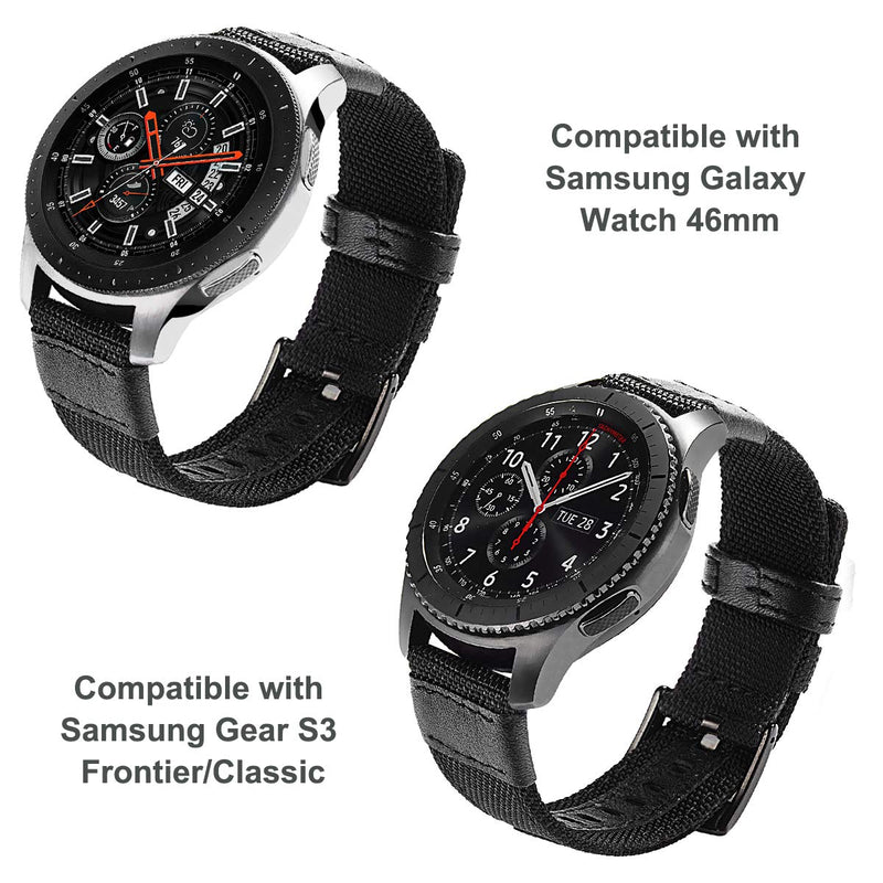 [Australia - AusPower] - Galaxy Watch 46mm/ Galaxy Watch 3 45mm Bands, Maxjoy Gear S3 Frontier Classic Nylon Band, 22 mm Quick Release Replacement Strap Large Sport Wristband Compatible Samsung Gear S3 Smart Watch, Black 