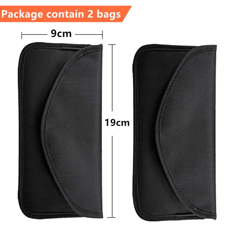 [Australia - AusPower] - Faraday Bag(2 Pack),RFID Signal Blocking Bag Shielding Pouch Wallet Case for Cell Phone Privacy Protection and Car Key FOB, Anti-Tracking Anti-Spying（Black） Black/2 Pack 