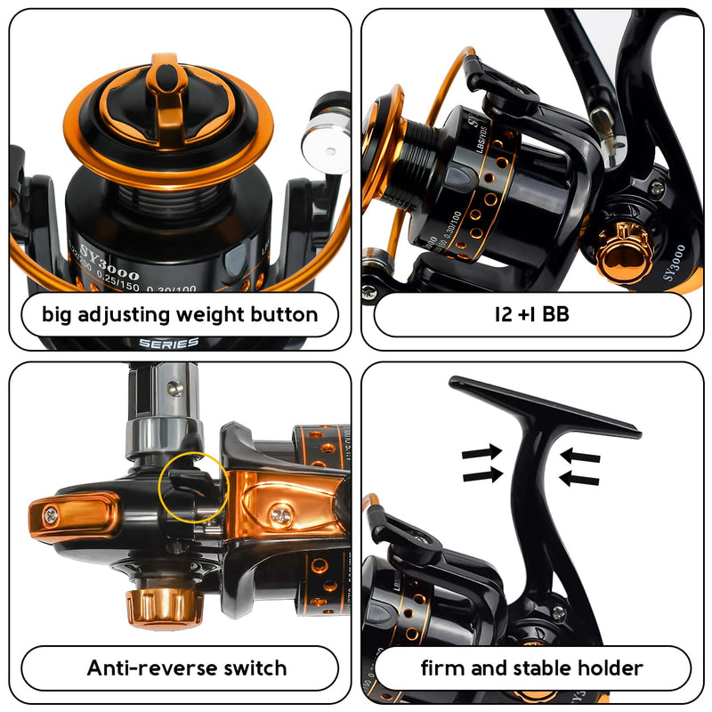 [Australia - AusPower] - QINGLER Spinning Fishing Reel, Ultra Smooth Powerful Fishing Reel, 12 +1 BB Light Weight, Size 3000 