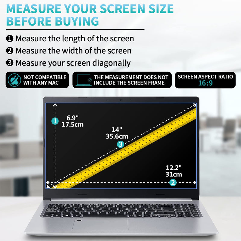 [Australia - AusPower] - 2 Pack 14 inch Anti Glare Laptop Screen Protector, Anti Scratch & Anti Fingerprint Screen Filter Compatible with 14" HP/DELL/ASUS/Acer/Samsung/Lenovo/Toshiba with 16:9 Aspect Ratio Laptop 