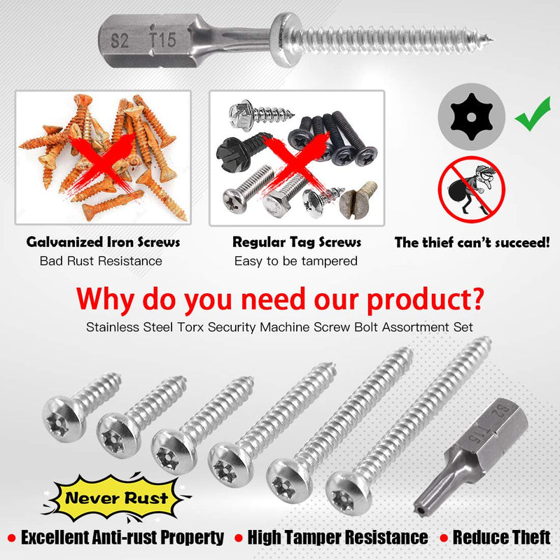 [Australia - AusPower] - Hilitchi 50Pcs #6 x 1 1/2" Stainless Steel Button Head Torx Silver Security Screws Sheet Metal Screws Anti-Theft Tamper Proof with Bit T15 #6 x 1 1/2"-50Pcs 