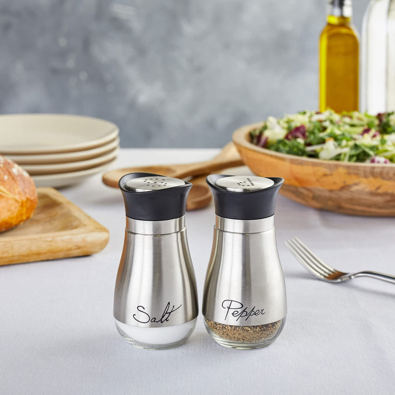 [Australia - AusPower] - Juvale Salt and Pepper Shakers Set, Stainless Steel and Glass Dispenser (4oz) 