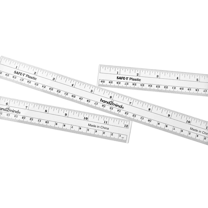 [Australia - AusPower] - hand2mind 12 inch Transparent, Flexible Safe-T Plastic Rulers, Flat 12 in. Flexible Rulers, Safety Ruler for Measurement, Safety Kids School Supplies, Straight Shatter-Resistant Rulers (Pack of 24) 