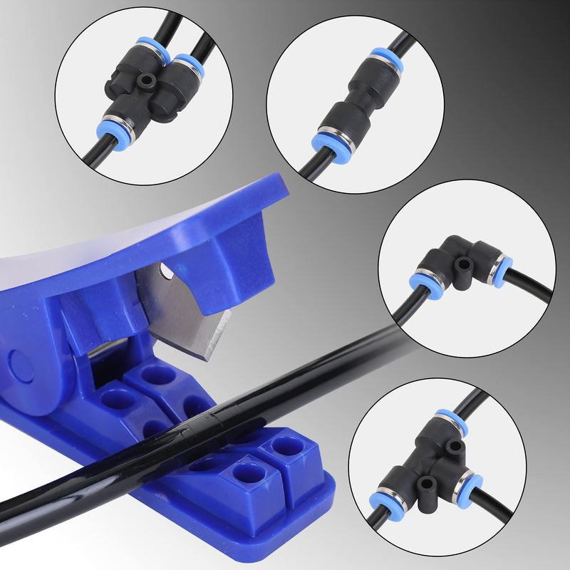 [Australia - AusPower] - Hromee Air Line Tubing Kit, 5/32 Inch (3.97MM) OD x 32.8 Feet Polyurethane PU Tube and Push to Connect Fittings, 14 PCS Compressed Pipe and Accessories Kit Polyurethane (PU) 