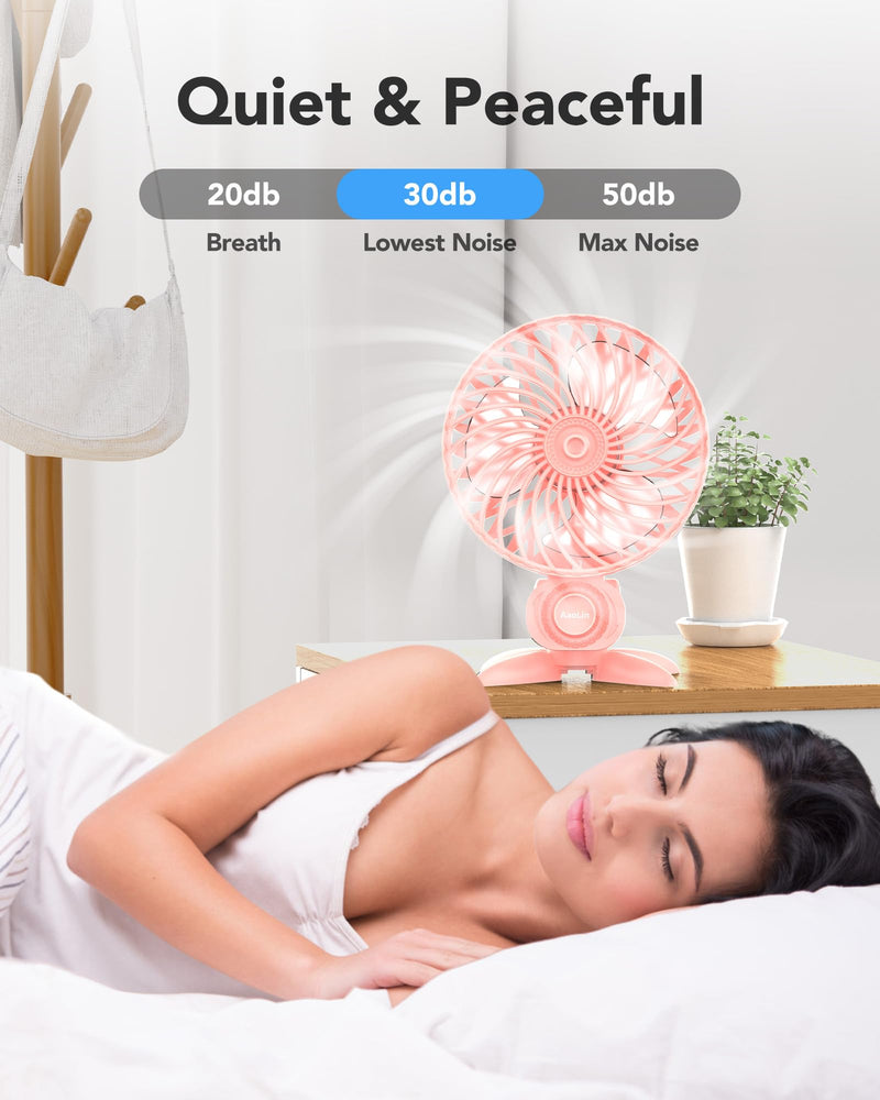 [Australia - AusPower] - AaoLin USB Small Fan, Desk Fans with CVT Variable Speeds, Strong Cooling Airflow, Quiet Portable, Desktop Mini Personal Fan for Room, Home,Office, Bedroom-USB Powered Pink 