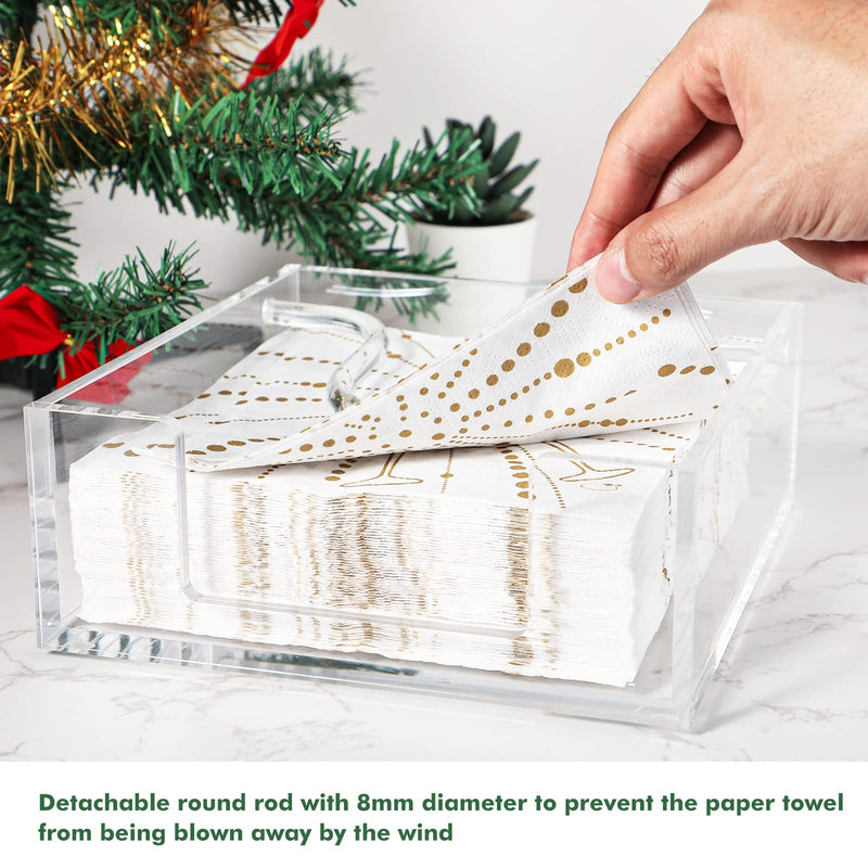 [Australia - AusPower] - Kamehame Napkin Holder Clear Acrylic Lunch Napkin Dispenser Square Beverage Cocktail Napkin Caddy Craft Acrylic Napkin Tray for Dining Table Kitchen Counter Restaurant Buffet Bathroom Vanity(7"x7") 7"x7" Napkin Holder 