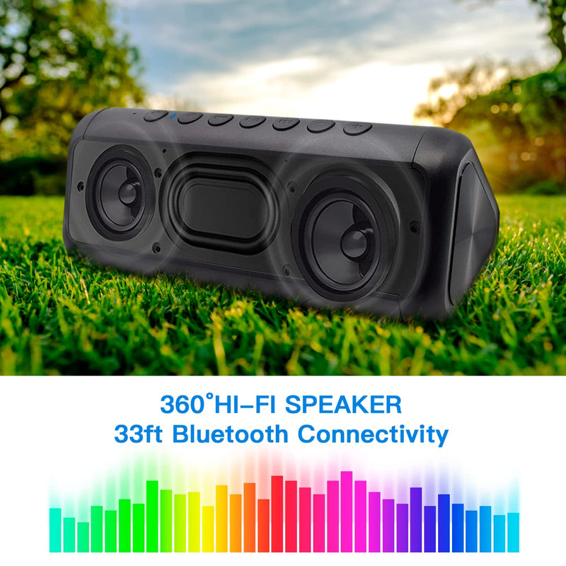 [Australia - AusPower] - Solar Portable Bluetooth Speaker Waterproof: 12W Wireless Bluetooth Speakers TWS with 5000mAH Battery for Home Party | Shower | Car | Outdoor | Travel 