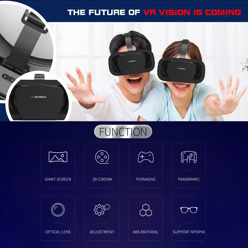 [Australia - AusPower] - VR Headset Virtual Reality VR 3D Glasses VR Set 3D Virtual Reality Goggles,Adjustable VR Glasses Support 7.2 Inches [with Controller+Two Eye Masks] Black-Vr 