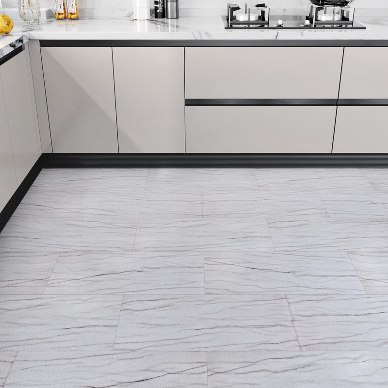 [Australia - AusPower] - STICKEEP Gray White Marble Peel and Stick Floor Tile 12x24 in Kitchen Floor Tiles Peel and Stick Waterproof Bathroom Removable Vinyl Laminate Flooring for Bedroom Laundry Room Camper RV 4 PCS 4 Tiles 