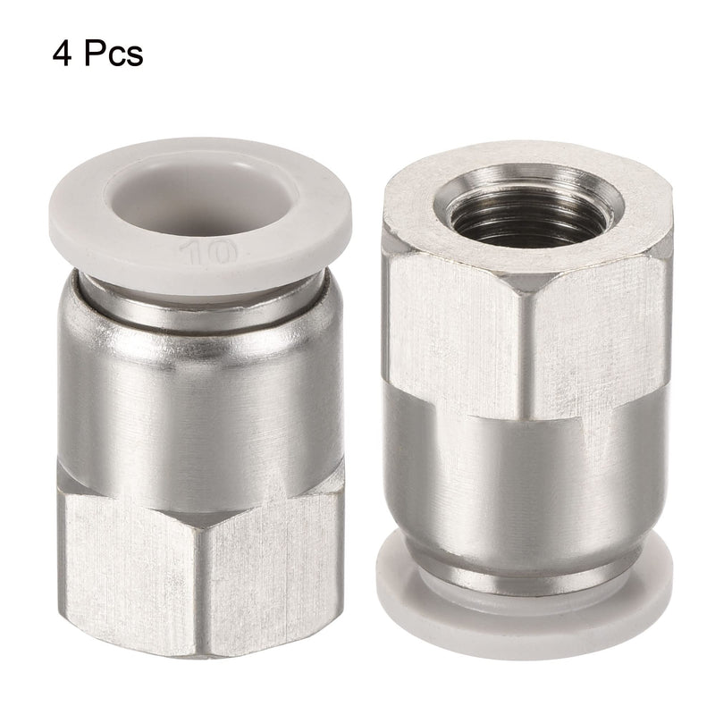 [Australia - AusPower] - MECCANIXITY Push to Connect Fittings 1/8PT Female Thread Fit 10mm Tube OD Nickel-Plated Copper Straight Union Fitting, Pack of 4 