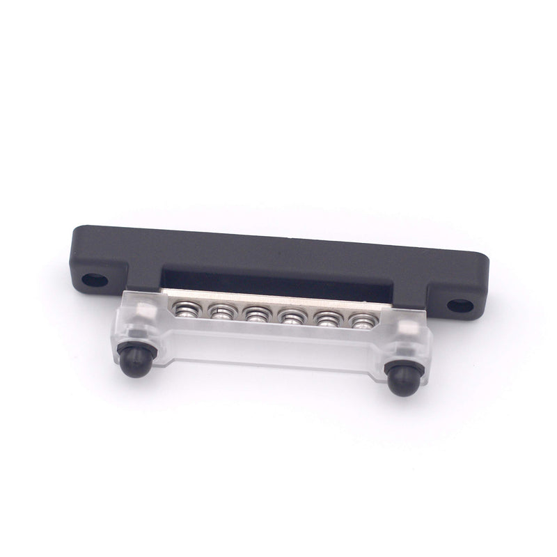 [Australia - AusPower] - 6 Terminal Bus Bar - 150A BusBar Block with Cover, Ground Distribution, Power Distribution Terminal Block w/ 6 M4 Screws + 2 Studs, for Car Boat Marine Caravan RV (New) 6 Terminal 