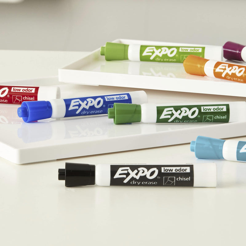 [Australia - AusPower] - Expo 80001 Low Odor Chisel Point Dry Erase Markers, Low Odor Alcohol-Based Ink, Designed for Whiteboards, Glass and Most Non-Porous Surfaces, Black, 12 Units per Box, Pack of 1 Box 