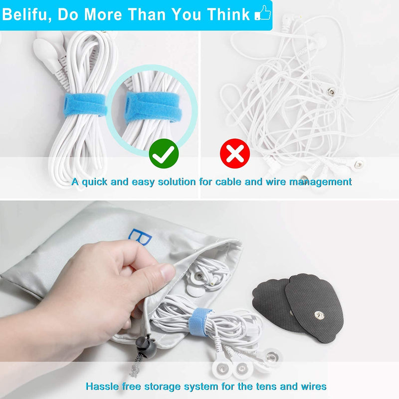 [Australia - AusPower] - Belifu Dual Channel TENS EMS Unit 24 Modes Muscle Stimulator for Pain Relief Therapy, Electronic Pulse Massager Muscle Massager with 10 Pads, Dust-Proof Drawstring Storage Bag，Fastening Cable Ties… Black 