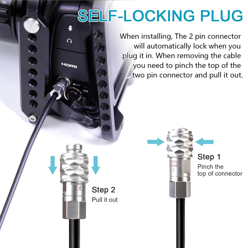 [Australia - AusPower] - RUITOO BMPCC 4k/6k Coiled Cord Power Cable for Blackmagic Pocket Cinema Camera and Gold Mount V Mount Battery,D-Tap(P-Tap) Plug to Weipu SF6 2 Pin Female Plug. 