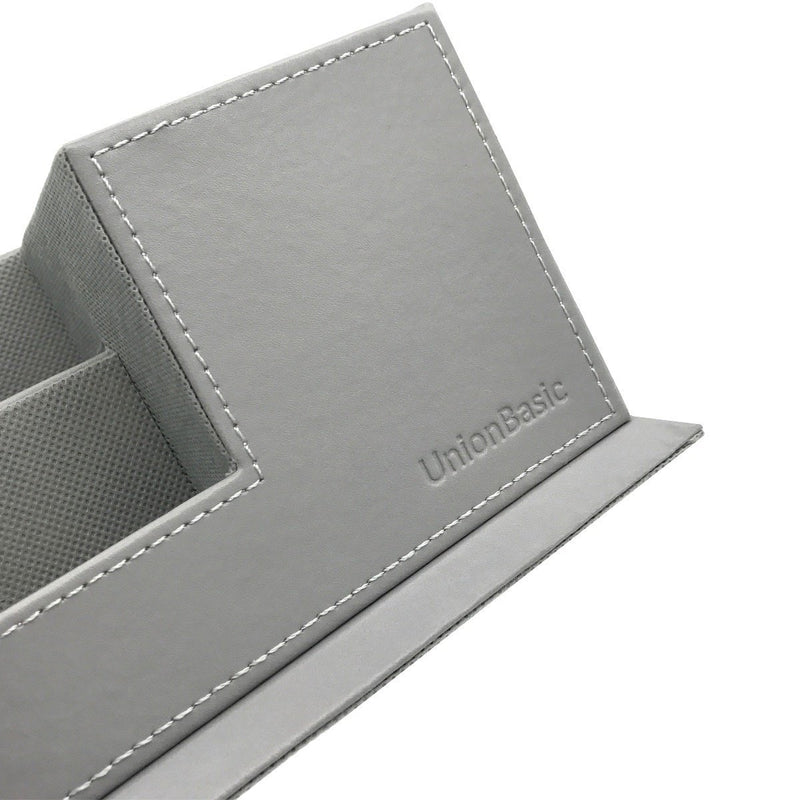 [Australia - AusPower] - UnionBasic 4-Compartment Desk Organizer - Dual Pen Holder - Desktop Card/Pen/Pencil/Mobile Phone Office Supplies Holder (Grey) Gray 