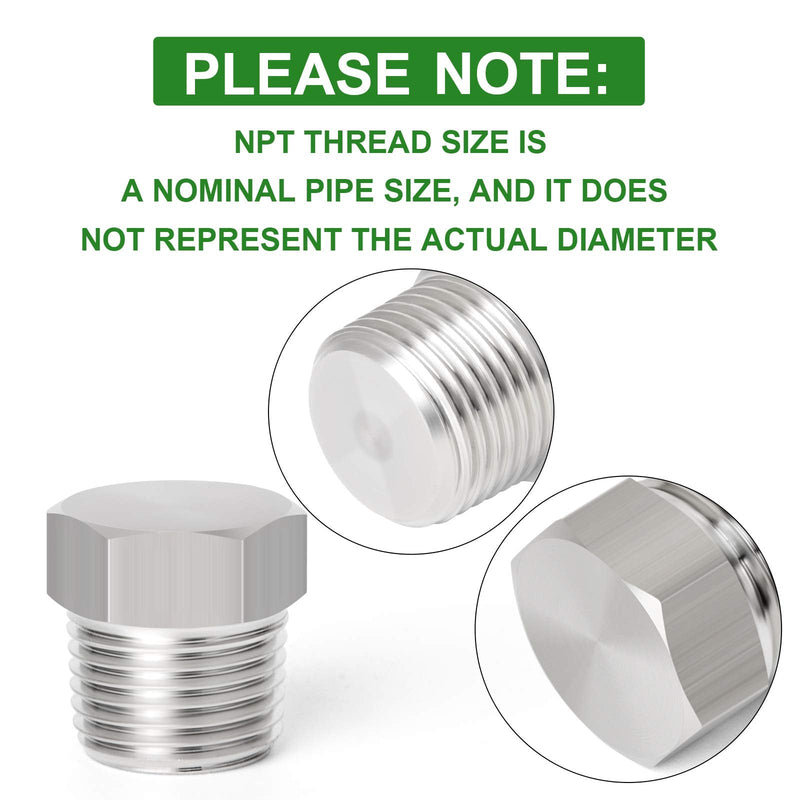[Australia - AusPower] - TAISHER 5PCS Stainless Steel Outer Hex Thread Socket Pipe Plug Fitting 1/4" NPT Male 5 