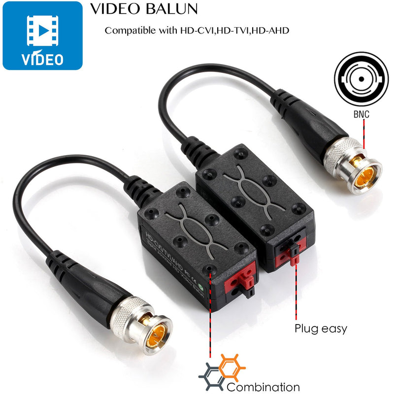 [Australia - AusPower] - VIMVIP [Upgraded] 4 Pairs Split Joint Mini CCTV BNC HD-CVI/TVI/AHD Passive Video Balun Transceiver 