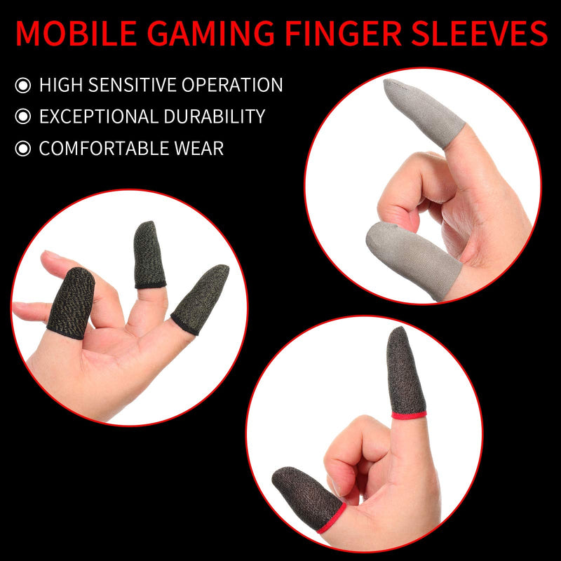 [Australia - AusPower] - 18 Pieces Mobile Gaming Finger Sleeves Touchscreen Finger Sleeve Anti-Sweat Breathable Finger Sleeve and 4 Pieces Aim Buttons for Playing Mobile Phone Games 