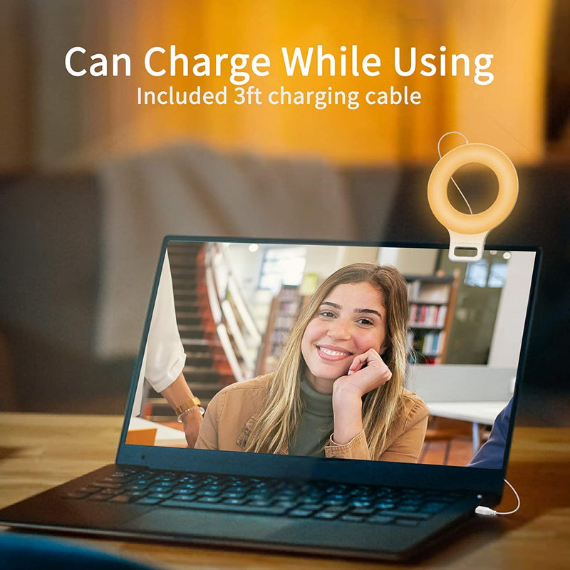 [Australia - AusPower] - Clip on Ring Light, Kimwood Rechargeable 60 LED Selfie Ring Light for Phone, Laptop, Tablet (3 Models, 5 Level Brightness) 