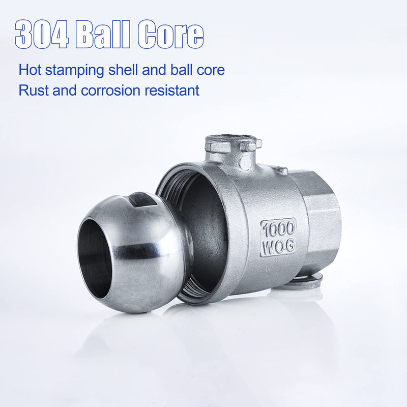 [Australia - AusPower] - 1 Inch Ball Valve, Premium 304 Stainless Steel Full Port Forged NPT Ball Valve for Water Oil and Gas with Long Handle Shut Off Switch, 1000 WOG ( 1 Piece, FNPT to FNPT ) 