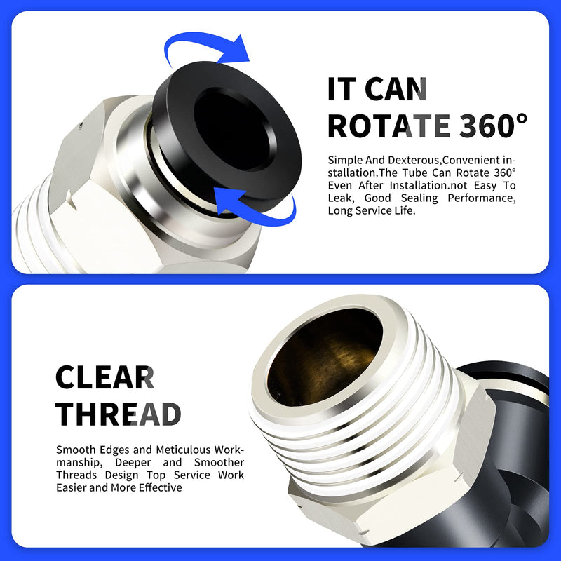 [Australia - AusPower] - TAILONZ PNEUMATIC Elbow and Straight Combination 1/2 Inch Tube OD x 1/4 Inch NPT Thread Push to Connect Fittings PC-1/2-N2+PL-1/2-N2(Pack of 12) 1/2"OD x 1/4"NPT 