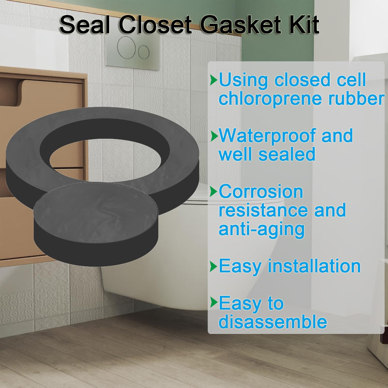 [Australia - AusPower] - Bydorunce Wall Hung Toilet Gasket Z1200-NEOSEAL-GSKT-4 Bonded Neo Seal Closet Gasket Replacement Kits for Wall Hung Toilet Back Outlet Toilet Backflush Toilet Rear Discharge Toilet - Black 