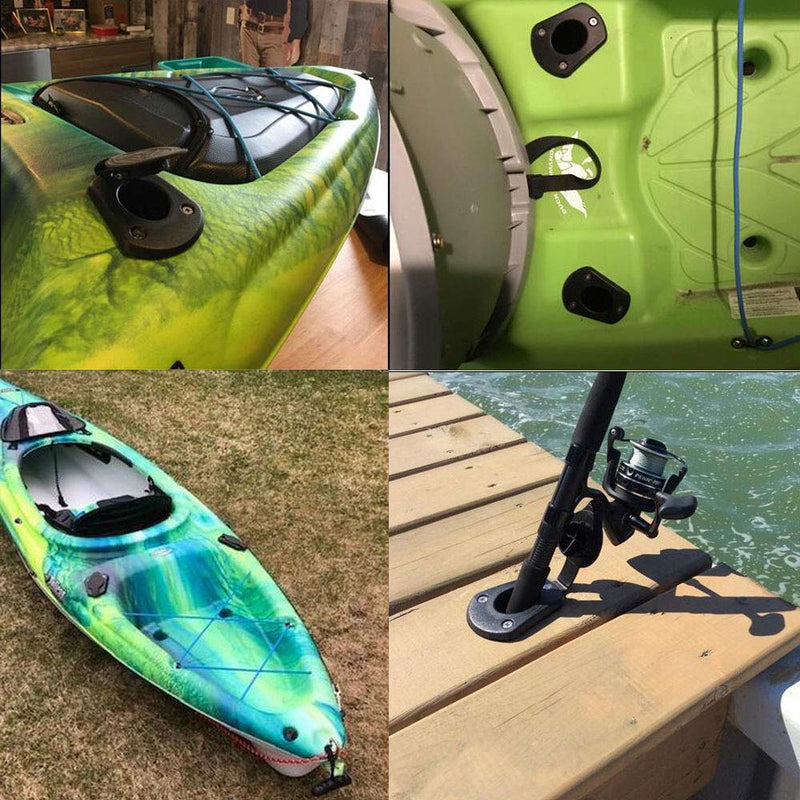 [Australia - AusPower] - Borogo Kayak Fishing Rod Holder, 2 Pack Kayak Deck Flush Mount Fishing Boat Rod Holders and Cap Cover for Kayak, Fishing Boat, Canoe and Fishing Tackle Accessory Tool 