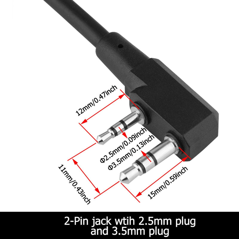 [Australia - AusPower] - Socobeta 2-Pin Walkie Talkie Cable U94 Cable Adapter with PTT Button for 2.5mm Headset for 3.5mm Two Way Radio 